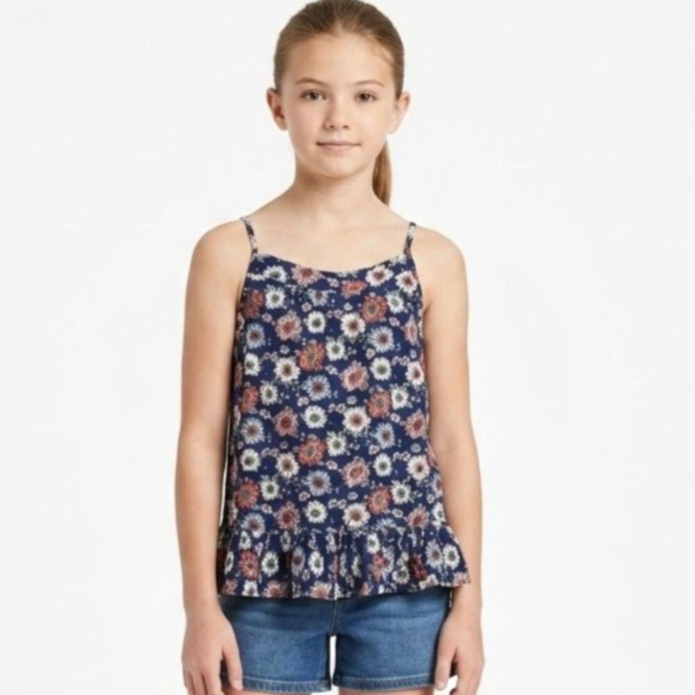 Forever 21 Girls Size 11 Size 12 Spaghetti Cross Straps Blouse Tank Top Floral